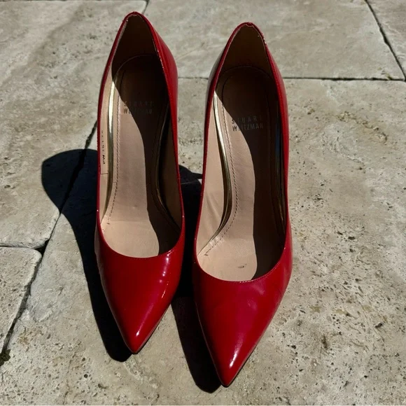 Stuart Weitzman Red Patent Leather Stuart Pumps Size 8.5 - Picture 9 of 9